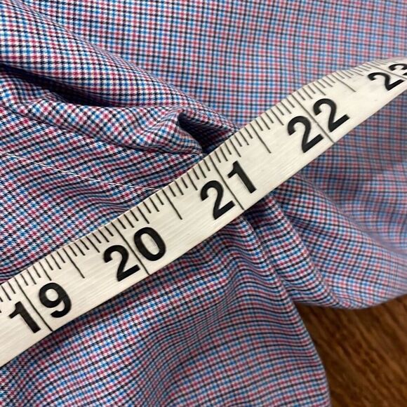 Eton 42 slim 16 1/2 red blue plaid button down shirt - Picture 7 of 8
